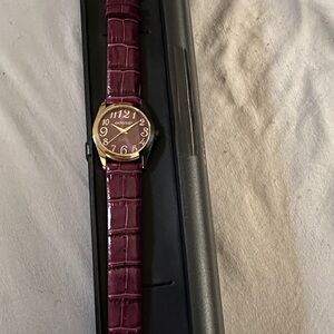 Gossip Gold Watch with Burgundy Strap